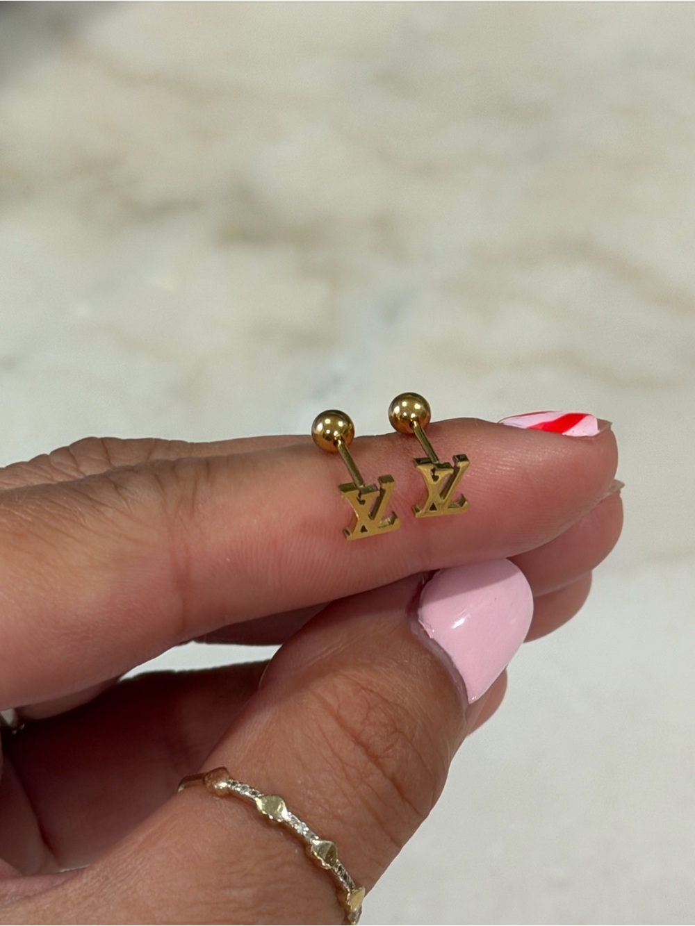 Gold LV Stud Earrings stainless steel